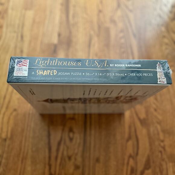Lighthouses U.S.A. Sealed NOS Vintage Shaped Jigsaw Puzzle 600 Pieces New 2000 - Picture 5 of 11